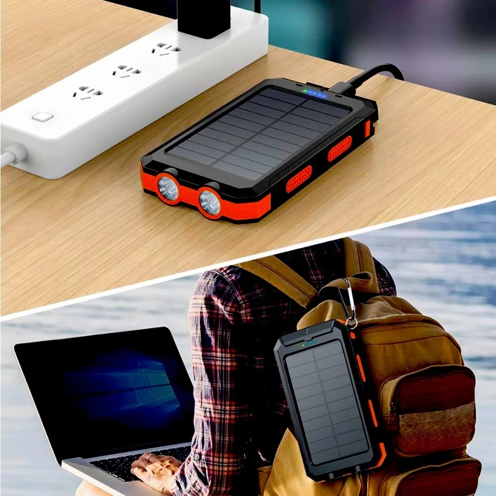 Solar Charger Power Bank Portable Charger Fast Charger All Cell Phones Orange